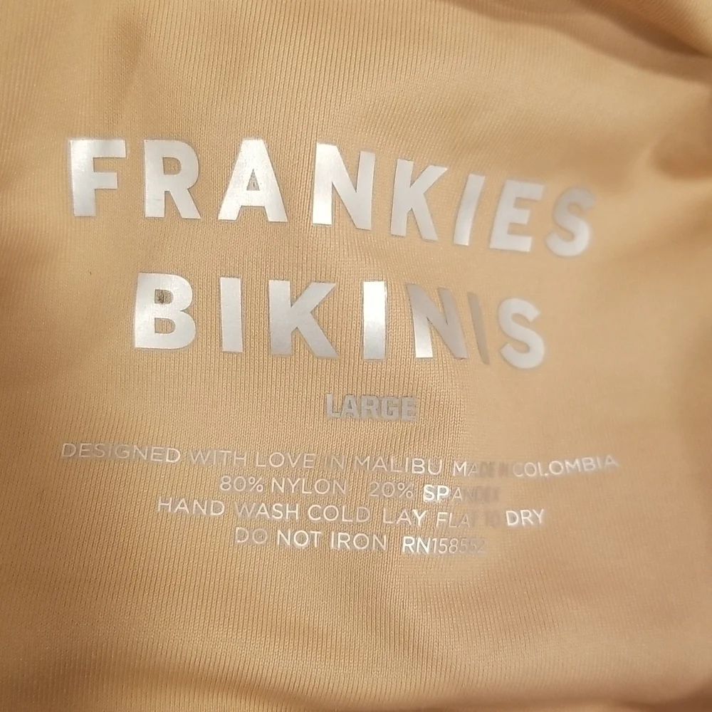 💕FRANKIE'S BIKINIS💕 Colby Tie Front Ruffle Bikini Top Earth Large L NWT